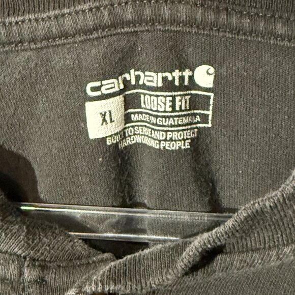 Carhartt Quarter Button Long Sleeve Relaxed Fit Shirt - Size XL Black EAGLE Hit - Picture 3 of 4
